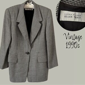 vintage 90s Linda Allard Ellen Tracey wool blazer houndstooth size 10